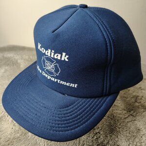Vintage KODIAK FIRE DEPARTMENT Hat Snapback Adjustable Blue Maltese Cross Alaska